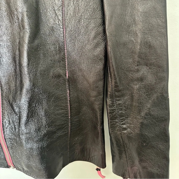 Lucien Piccard Real Genuine Leather Jacket Black Pink Vintage Size Small - Picture 6 of 15